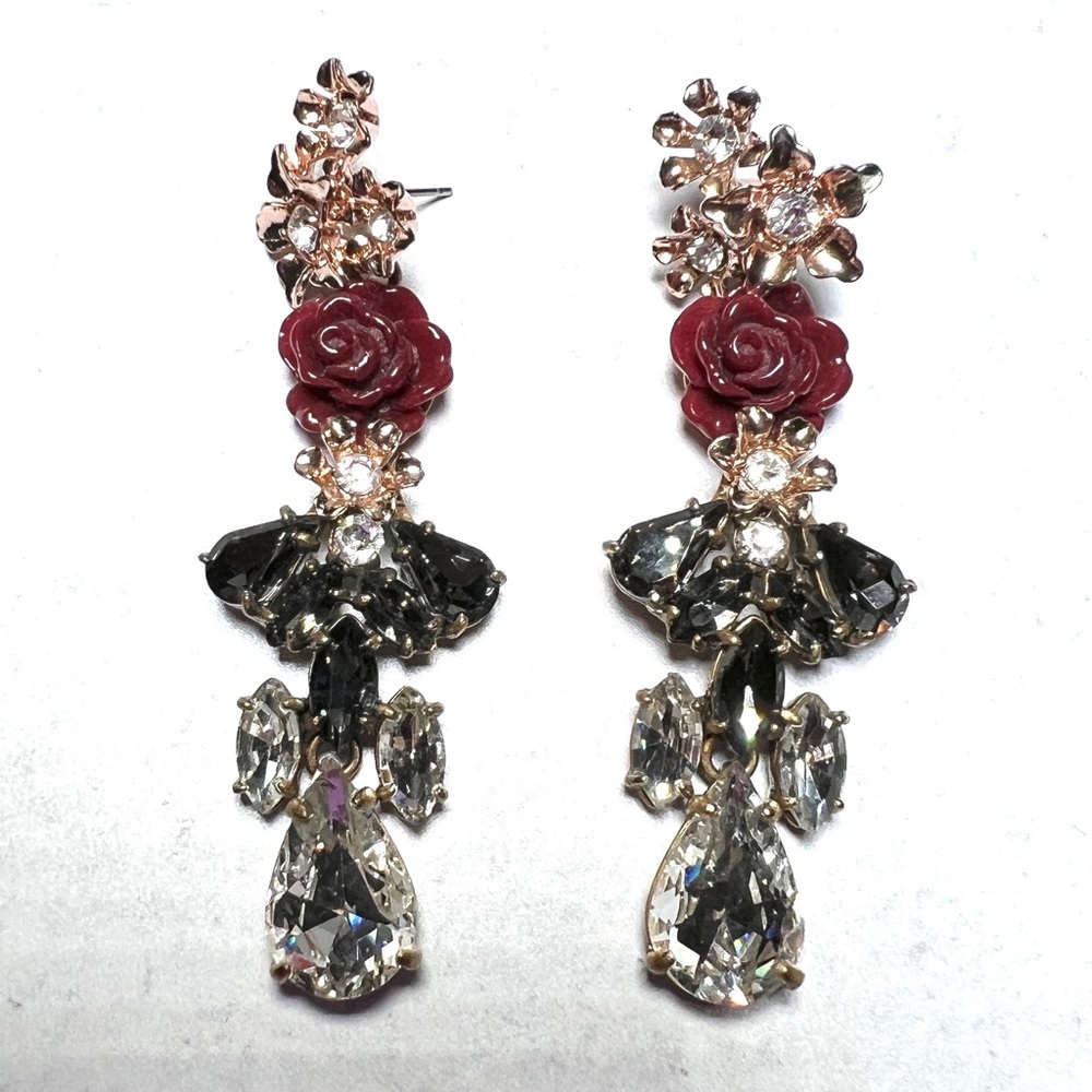 Vtg J Crew rosette earrings w dust bag